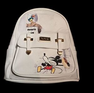 NWT Wondapop Backpack Mickey Mouse Steamboat Willie Potato Bin Faux Leather Gold